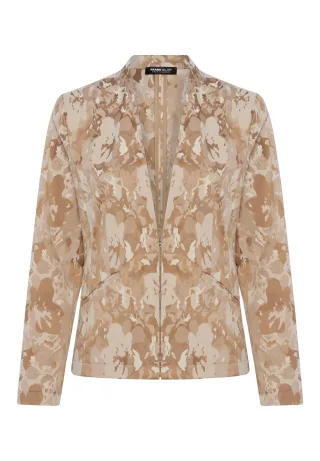 FRANK WALDER - Blazer NOS mit floralem Print sand/affogato - Gr. - 46