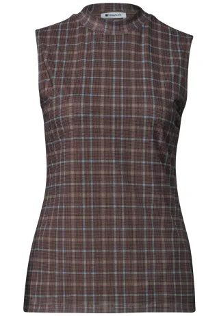 Street One - Turtle Neck Top aus Mesh mit Print silk brown - Gr. - 40
