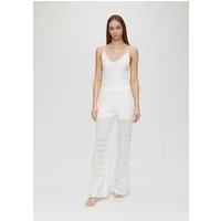 QS Chinos Hose Transparente Feinstrick-Hose mit Ajourmuster und Baumwollfutter