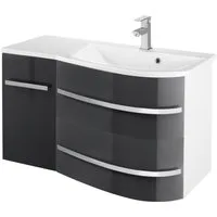 welltime Waschtisch OSLO, Breite 90 cm, Badmöbel mit geschwungener Front, Ablage links