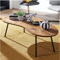 lovingHome® Couchtisch Design Couchtisch Nierenform mit Metallbeinen Massiv Palisander (1 Stück), Im angesagten