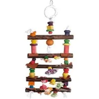 Ollesch Vogelspielplatz Papageienschaukel 58cm aus Naturholz - Bunte Vogelschaukel