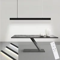 ZMH LED Pendelleuchte Esstisch Hängelampe Dimmbar - Modern mit Fernbedienung, LED fest integriert, Tageslichtweiß, weiß, dimmbar, Lang Linear, 53/57W