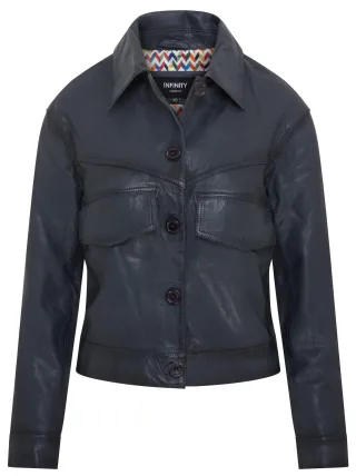 Marineblaue Damen-Retro-Biker-Lederjacke – Kopervik