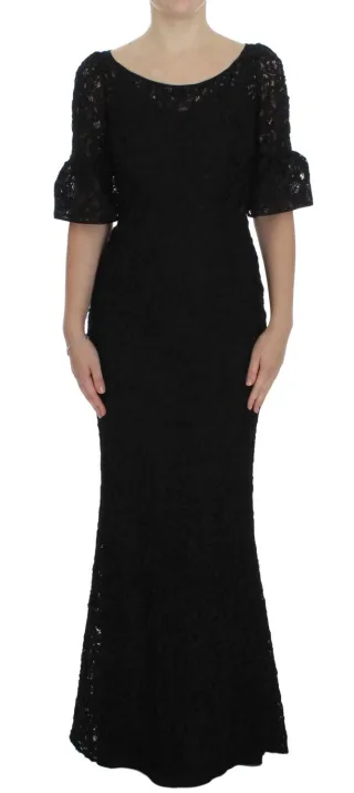 Dolce & Gabbana Women's Black Floral Lace Long Bodycon Maxi Dress