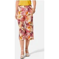 GOLDNER Stoffhose Kurzgröße: Caprihose Louisa mit Print, attraktiv Florales Design und komfortabler Schlupfbund