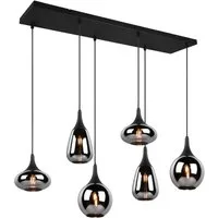 TRIO Leuchten Pendelleuchte Lumina, ohne Leuchtmittel, warmweiß - kaltweiß, Hängelampe 6-flammig Glasschirm, exkl 3xE14 max 40W höhenverstellbar