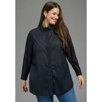 Laura Scott CURVE Klassische Bluse Große Größen aus Baumwolle, mit feinem silberfarben glitzernden Nadelstreifenmuster