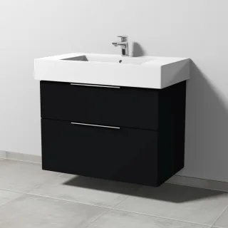 Sanipa 3way Waschtischunterbau zu Duravit Vero Waschtisch mit 2 Auszügen, Schwarz-Matt UF71808