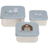 LÄSSIG Lunchbox Tiny Farmer, Blue, Edelstahl, Polyprophylen (PP), (3-tlg)
