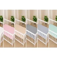 BabyLux Spannbettlaken für Beistellbett 50x90 cm Musselin Bettlaken mit Gummizug, Gummizug: Ja, 50x90_Musselin_Grau