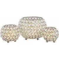 Amagohome Teelichthalter Teelichthalter Kerzenhalter Set 3-teilig Crystal Kerzenständer Vintage (3 St)