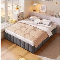 STILVORA Polsterbett Tagesbett 140×200 Stauraumbett Jugendbett mit Stauraum,ohne Kopfteil (Polsterbett,mit hydraulischer Lagerung – Minimalistisches Design ohne Kopfteil, umweltfreundliches Leinen & MDF, praktischer Stauraum für Schlafzimmer & Jugend