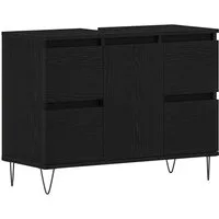 vidaXL Badezimmerspiegelschrank Waschbeckenschrank Schwarz Eichen-Optik 80 x 33 x 60 cm (1-St)