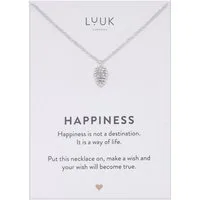 LUUK LIFESTYLE Kette mit Anhänger Tannenzapfen, mit HAPPINESS Spruchkarte, zeitlos und minimalistisch