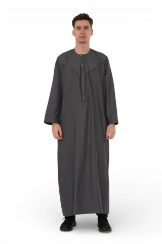 Herren Eid Grau Marokkanische Jubba Robe Djellaba Ramadan Eid Thobe – HM11