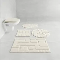 Grund Badematte Riana, Badvorleger, Badezimmer Teppich, sehr weich, Höhe 20 mm, rutschhemmend beschichtet, schnell trocknend, Polyester, rechteckig, Modernes Design mit Linien in Hoch-Tief-Struktur, Made in Europe
