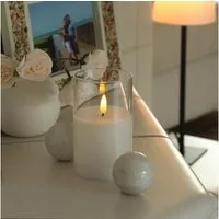 MARELIDA LED-Kerze LED Kerze im Glas Windlicht Echtwachs Timer H: 12,5cm D: 7,5cm weiß (1-tlg)