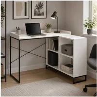 HTI-Living Eckschreibtisch mit Regal Cedrik Weiß-Schwarz (Stück, 1-St., 1 Eckschreibtisch)