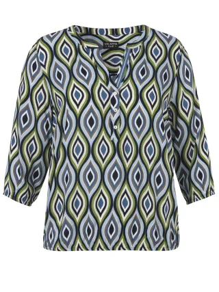 VIA APPIA DUE - Bluse mit Allover-Muster blau/grün - Gr. - 44