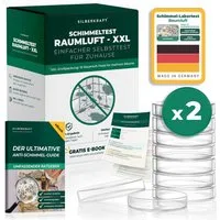 Silberkraft Schimmeltest Raumluft XXL – 10x Schimmel Selbsttest für Zuhause Schimmelentferner (Set, [2-St. Umfassende Analyse für dein Zuhause, 10 Petrischalen, bis zu 10 Räume Schnell & einfach im Selbsttest, Inklusive E-Book, Made in Germany)