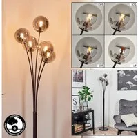 hofstein Stehlampe dimmbare Stehlampe aus Metall/Glas in Schwarz/Rauchfarben, ohne Leuchtmittel, Standleuchte Glaskugeln Ø12cm, dimmbar, 5xG9, ohne Leuchtmittel