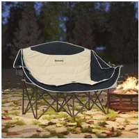 Outsunny Campingstuhl mit Getränkehalter, Tragetasche (2 Sitzer Faltstuhl, 1 St), bis 250kg belastbar, für Garten Camping Strand