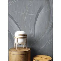 Newroom Vliestapete Rylie Grau Tapete Mustertapete Leicht Glänzend,Muster,Linien, Grau Tapete Glamour Leicht Glänzend - Mustertapete Schimmer Silber Gold Metallic Modern Muster Linien für Wohnzimmer Schlafzimmer Küche, Schimmer