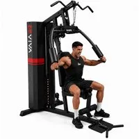AsVIVA Kraftstation MG5 Pro Kraftstation Multi-Gym – Home Gym mit 73 kg Gewichtsblock, 13 Gewichtsblöcke (Trizepsseil, 2 Einzelgriffe, 2 Zugstangen, Montagezubehör), Kabelzugstation, Latzug, Butterfly