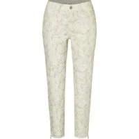 MAC 5-Pocket-Jeans "Dream Chic" verkürzte Jeans mit Reissverschluss am Saum mit floralem Druck