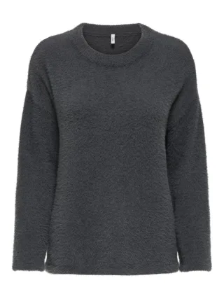ONLY - ONLPETRA LS LOOSE O-NECK CS KNT Blackened Pearl - Gr. - L