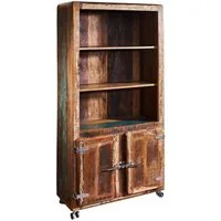 Massivmoebel24 Bücherregal FREEZY, 1-tlg., Regal Altholz 90x35x180 mehrfarbig lackiert FREEZY #33