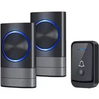 Senmudi Smart Home Türklingel Funkklingel, Kabellose Türklingel Funk Set 200m Reichweite (IP44 Aussen Wasserdicht Haustür Klingel, mit 2 Plug-In-Empfänger und 1 Sender, Personenerkennung, Wasserdicht,für Haus, Büro, Hotel, Villa, Wohnung)