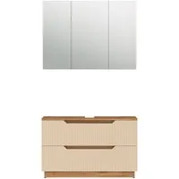 Vicco Badmöbel-Set Lotta, Eiche/Kaschmir gestreift, 2 Teile, (2-St., 2er Set)