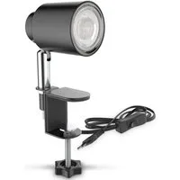 B.K.Licht Klemmleuchte BK_KL1353 LED Tischleuchte, Inkl. GU10-Leuchtmittel, Schwenkbar, LED wechselbar, Warmweiß, Schwenkbar, Metall, Schwarz, 3.000K, 400Lm, Klemmbar bis 3cm, 5W