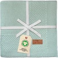 Babydecke DIKOS® Kuscheldecke Bordüre *100%* Bio Baumwolle, Geschenk zur Geburt, DIKOS, Strickdecke 75×100, Baby Erstausstattung Neugeborene, Babygeschenk