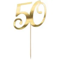 partydeco Tortenstecker, Cake Topper "50" gold 20,5cm