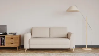 BRUNO Schlafsofa 140cm in Creme Ecru Beige | Klassik | stabiles Massivholz & Boxspringkomfort