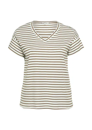 s.Oliver - T-Shirt braun/weiß - Gr. - 52
