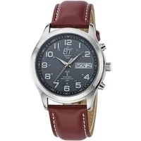 ETT Funkuhr Gobi EGS-11251-12L, Armbanduhr, Herrenuhr, Datum, Solar, Lederarmband