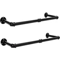 LuxusKollektion Wandgarderobe Industrierohr Kleiderstangen 2er Set 80 cm Wandmontage