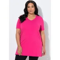 Ulla Popken Longshirt Longshirt A-Linie V-Ausschnitt Halbarm