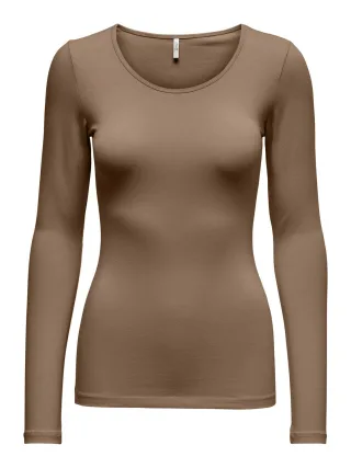 ONLY - ONLLIVE LOVE L/S ONECK TOP NOOS JRS Cocoa Créme - Gr. - M