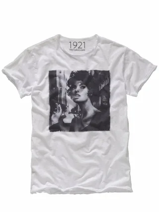 1921 T-Shirts Herren T-Shirt Linda Evangelista Weiß 100 % Baumwolle