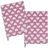Krasilnikoff Geschirrtuch Heart Terrazzo, (2-tlg., 2-teilig), Geschirrtücher ca.50x70cm Baumwolle