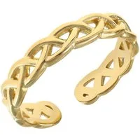 Made by Nami Fingerring Breiter Goldener Boho Edelstahl Ring Geflochten-Design, Damen Schmuck Größenverstellbar & Wasserfest