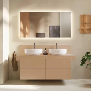 Duravit Balcoon Konsole BA90610IHIH0000 140 x 55 x 37 cm, 2 Ausschnitte, Becken beidseitig, Terraccino matt