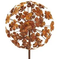 Kobolo Gartenstecker Dekostecker rusty flower ball H 110 cm (aus Metall)