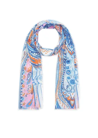 Schal aus Baumwolle mit Paisley-Muster blau - Gr. - one size