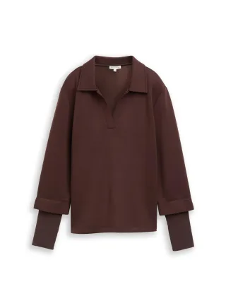 Tom Tailor - Scuba Sweatshirt im 2-in-1-Look java dark brown - Gr. - XL